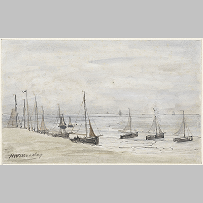 Hendrik-Willem-Mesdag---Visserspinken op het strand
