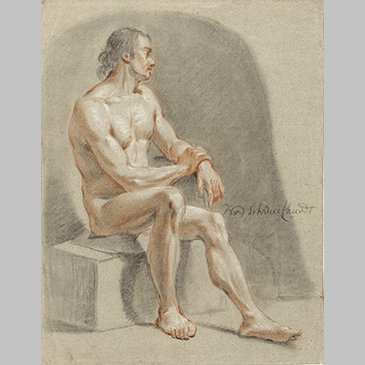 Hendrik Willem Schweickhardt Male Nude Seated