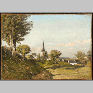 Henri Joseph Harpignies - Landscape with a Church