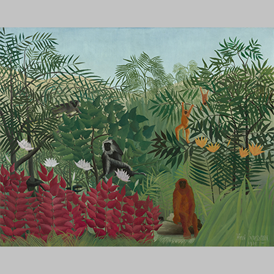 Henri-Rousseau---tropical forest with monkeys