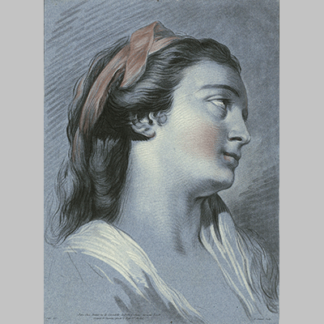 Hoofd van een jonge vrouw Jean François Janinet after Joseph Benoît Suvée 1762 1814