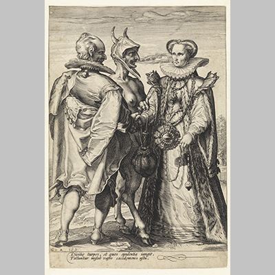 Huwelijk uit rijkdom door de duivel gesloten Jan Saenredam after Hendrick Goltzius 1575 1607