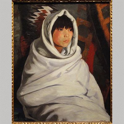 Robert Henri - Indian Girl in White Blanket (1917)