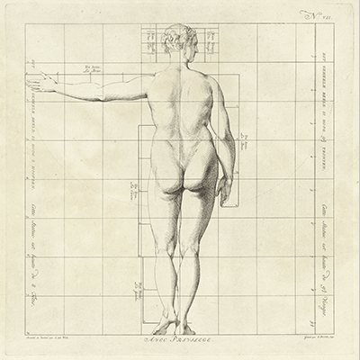 Jan Punt Proportiestudie van het lichaam van een vrouw 1747