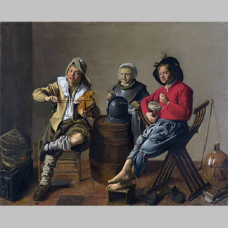 Jan Miense Molenaer Two Boys and a Girl Making Music