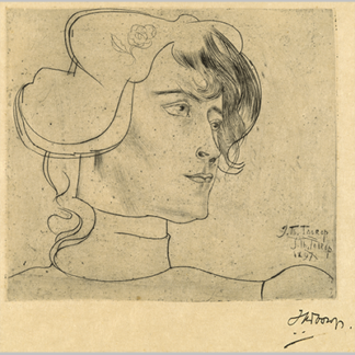 Jan Toorop Head of a Woman Marguerite Adolphine Helfrich 1897