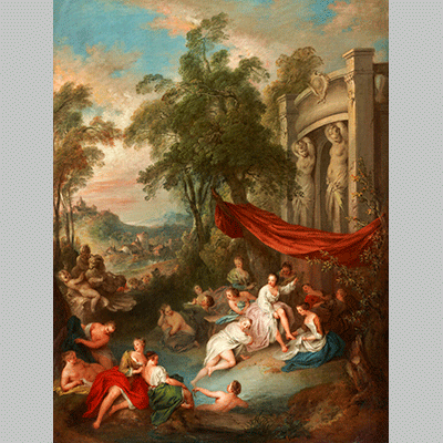 Jean Baptiste Pater Female Bathers near a Fountain Nymphs Bathing in a Pool