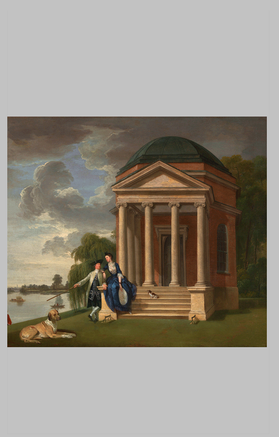 Johan Joseph Zoffany David Garrick and his wife by his Temple to Shakespeare Hampton 1
