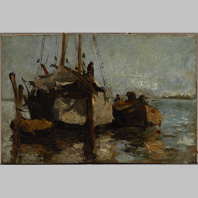 John Henry Twachtman Boats in Harbor