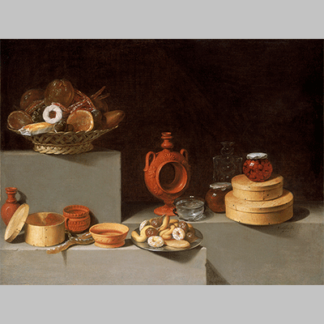 Juan van der Hamen Still Life with Sweets and Pottery 1627