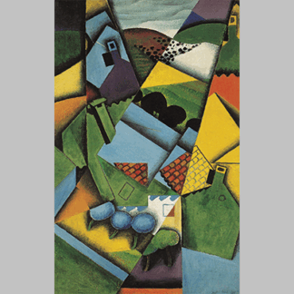 Juan Gris Paysage et maisons à Céret (1913)