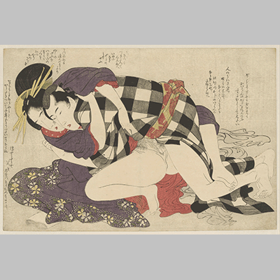 Kitagawa Utamaro Courtisane met een klant Hoogeplaatste courtisane met klant