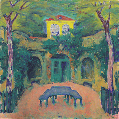 Kolo Moser Gelbes Haus in Landschaft 1911