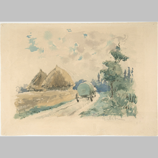 Landscape with Wagon and Haystacks