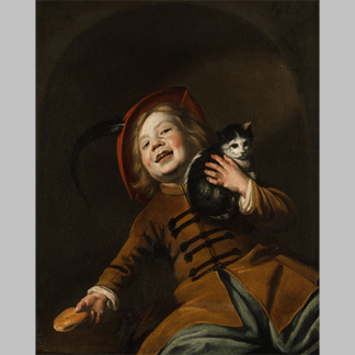 Leyster boy with a cat red hat and a piece of bread 1630