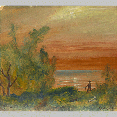 Louis Michel Eilshemius Sunset with Man Standing on Shore