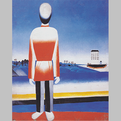 Malevich - Mann in suprematischer Landschaft