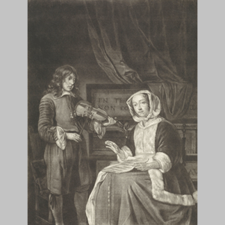 Man Playing a Violin and a Woman Singing Jacob Gale after Gabriël Metsu 1680 1700