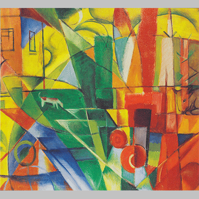 Franz Marc - Landschaft mit Haus Hundund Rind