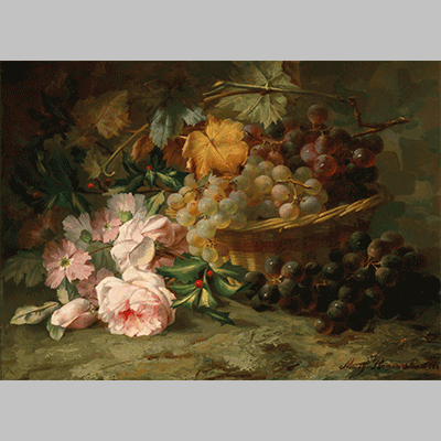 Margaretha Roosenboom Stillleben mit Rosen und Trauben