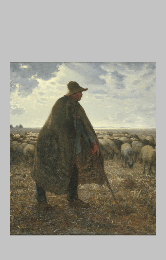 Millet Shepherd Tending His Flock 1