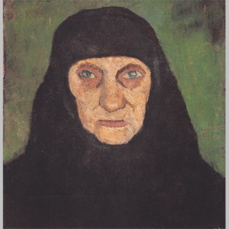 Modersohn Becker Kopf einer alten Frau mit schwarzem Kopftuch ca1904