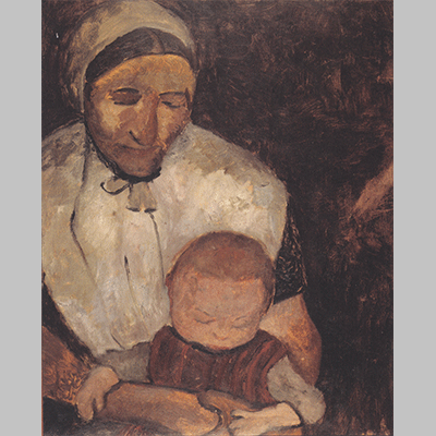 Modersohn Becker Sitzende Bauerin mit Kind auf dem Schos 1903