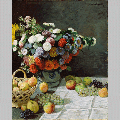 Monet Still Life with Flowers and Fruit