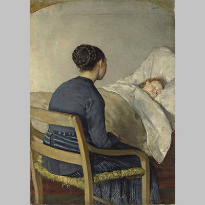 Christian Krohg - Mother at her Childs Bed 1884