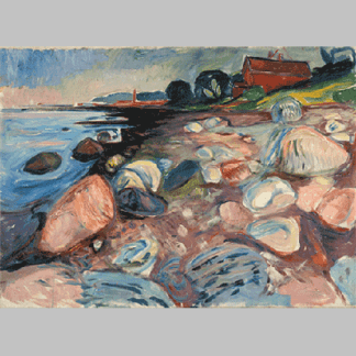 Munch Shore with Red House