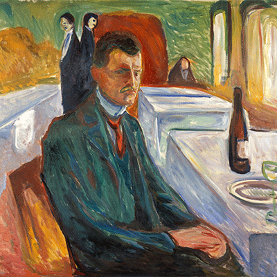 Munch Self Portrait with a Bottle of Wine