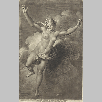 Naakte vrouw in de wolken Bernard Picart 1683 1733