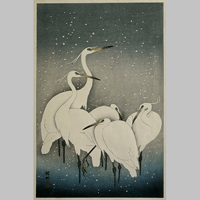 Ohara Koson Group of Egrets
