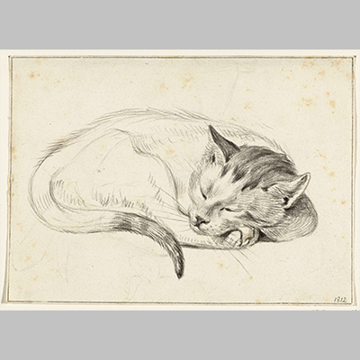 Jean-Bernard - Opgerold-liggende,-slapende-kat 1812