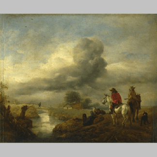 Philips Wouwerman - Two Vedettes on the Watch by a Stream (1650s)