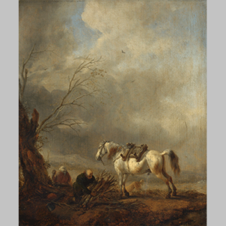 Philips Wouwerman A White Horse and an Old Man binding Faggots 1650s
