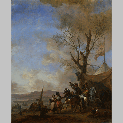 Philips Wouwerman Cavalrymen halted at a Sutlers Booth 1650s