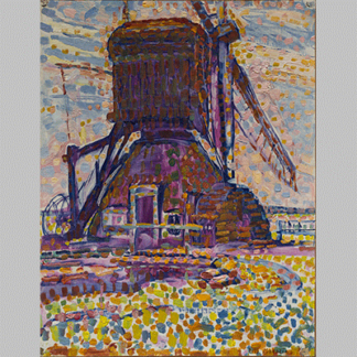 Piet Mondrian The Winkel Mill Pointillist Version