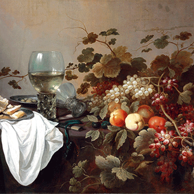 Pieter Claesz Still Life with Fruit and Roemer