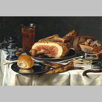 Pieter Claesz Opstilling med skinke 1625