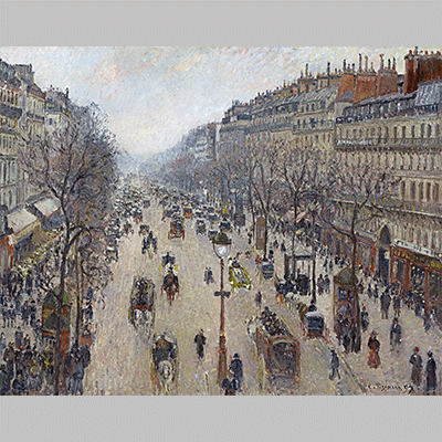 Pissarro - Boulevard Montmartre morning cloudy weather