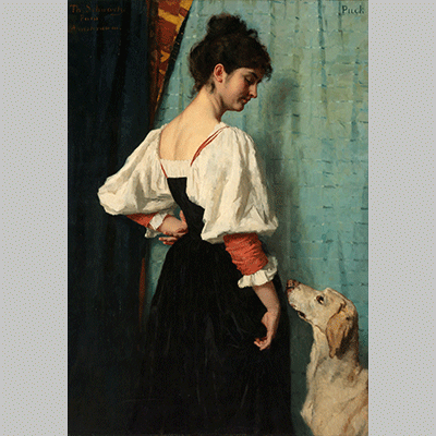 Portrait of a young Woman with Puck the Dog Thérèse Schwartze c. 1879 c. 1885