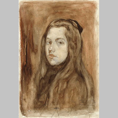 Portret van een meisje met lang haar Hendrik Johannes Haverman 1867 1928
