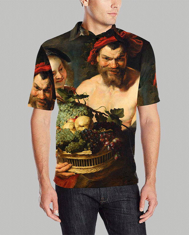 Raphael Nymph and Satyr Menˊs All Over Print Polo Shirt1