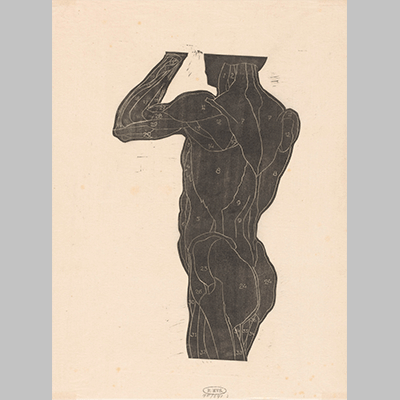 Reijer Stolk Anatomische studie van de rug en bilspieren van een man in silhouet 3