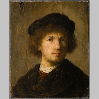 Rembrandt Self Portrait with Beret and Gathered Shirt 1630