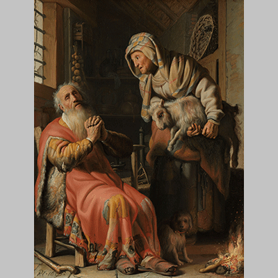 Rembrandt Harmensz. van Rijn Tobit and Anna with the Kid goat.