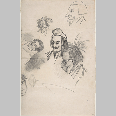 Rops Sketches of Six Heads in Profile