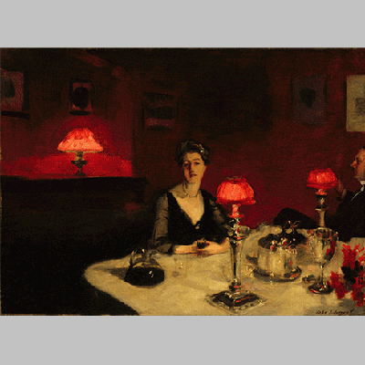 Sargent Le verre de porto (A Dinner Table at Night)