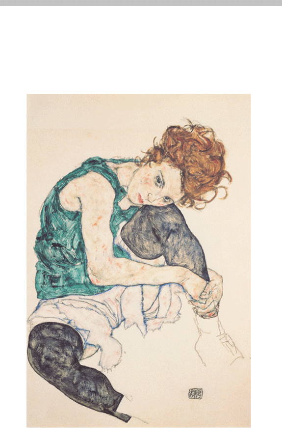 Schiele Seated woman with bent knee